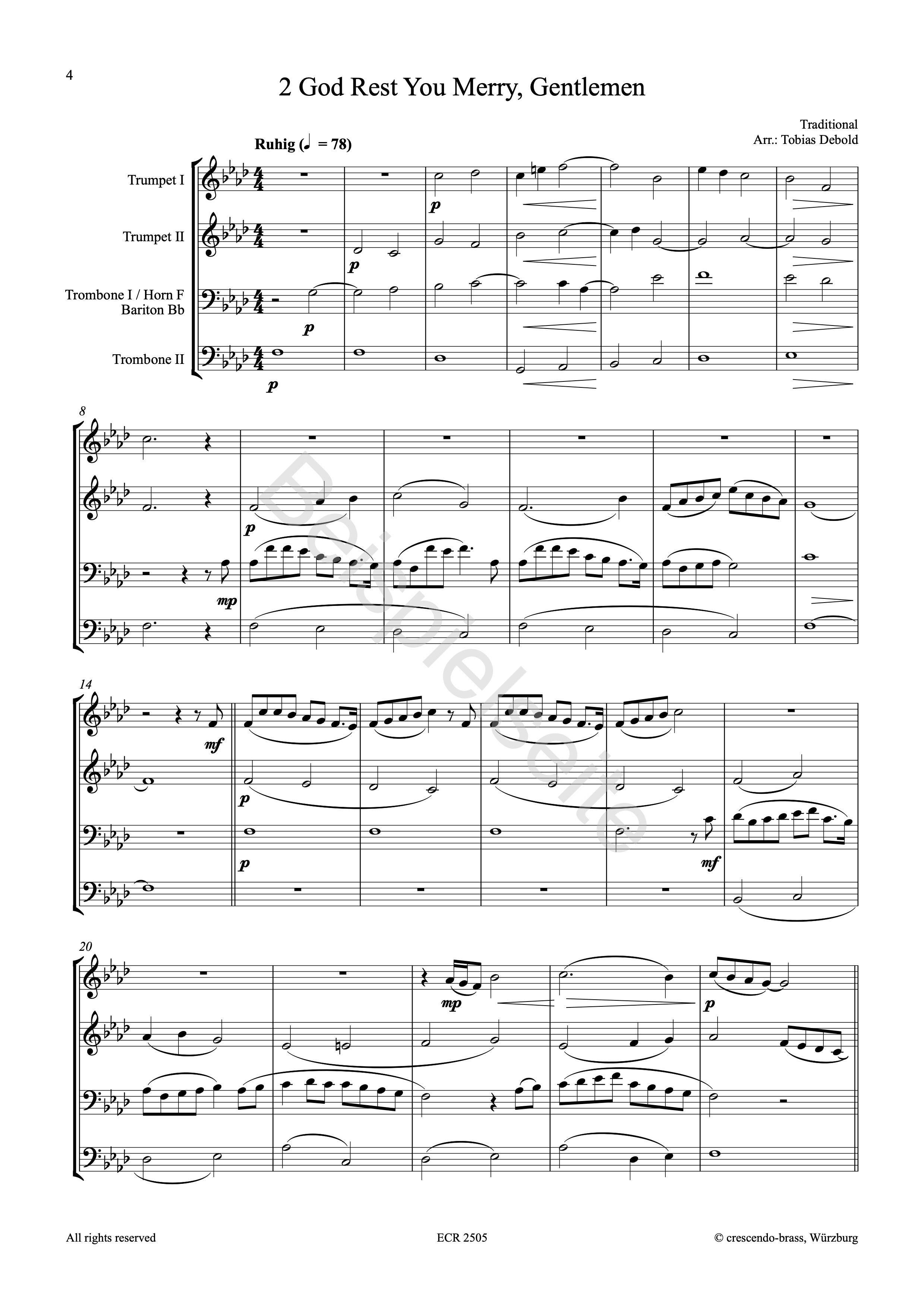 English Christmas Carols - Brass Quartet