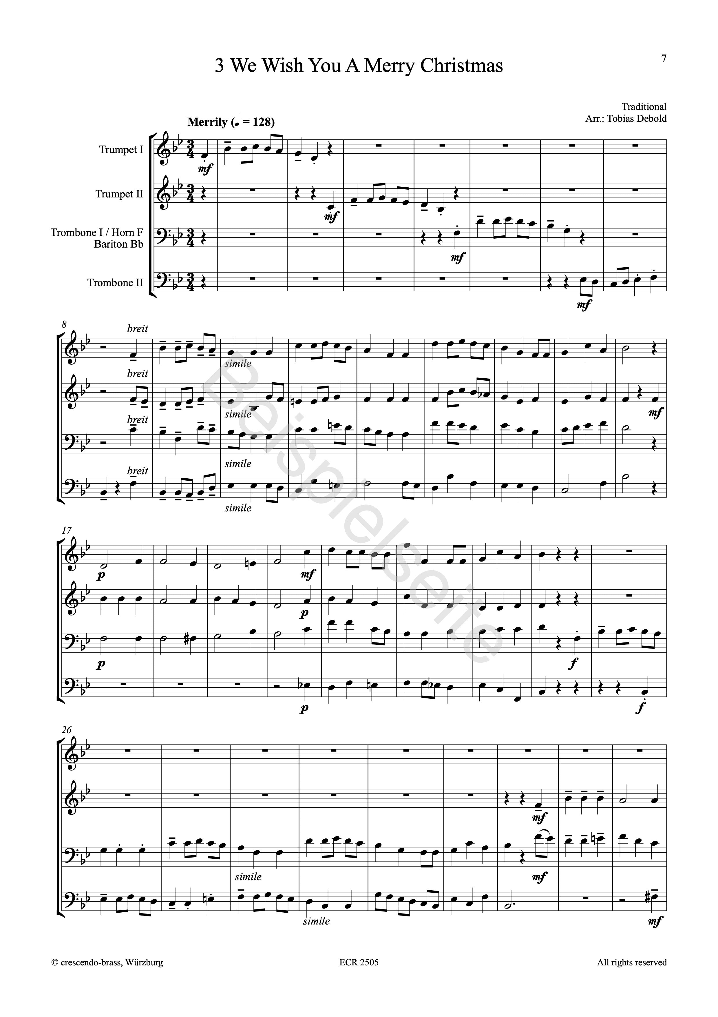 English Christmas Carols - Brass Quartet